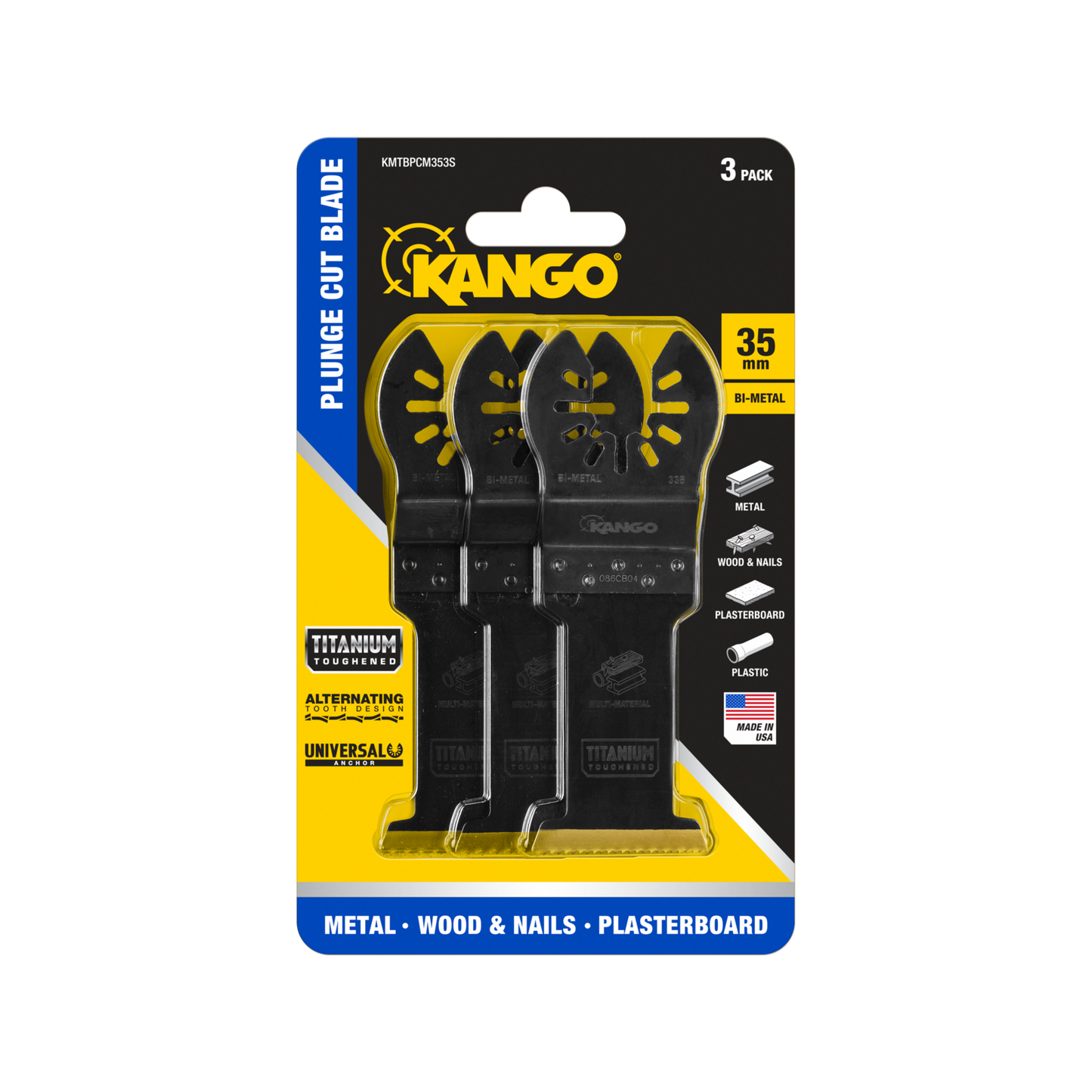 Kango Bi Metal Plunge Cut Multi Tool Blade - 35mm - 3 Pack
