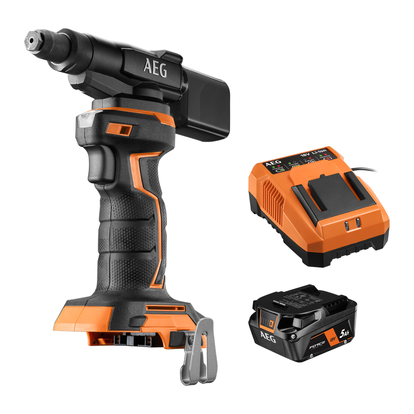 AEG Compact Rivet Gun - 18V - 4.8mm - 5Ah Kit