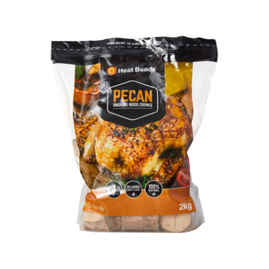 Heat Beads Pecan Smoking Chunks - 2kg BBQ Fuel - Natural Wood Chips