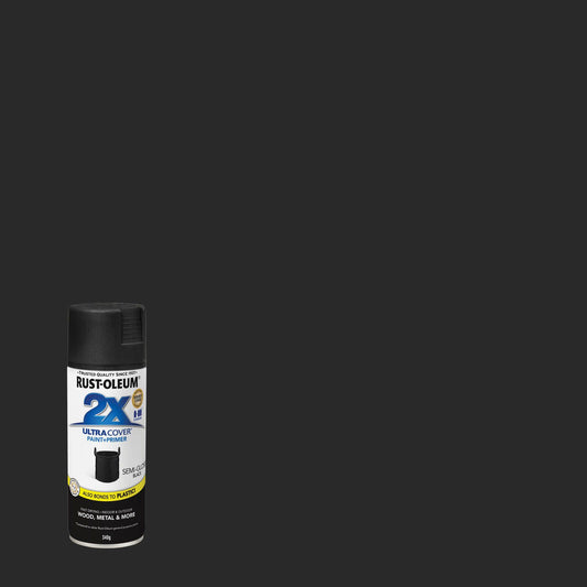 Rust-Oleum 2X Ultra Cover Spray Paint Semi Gloss Black 340g