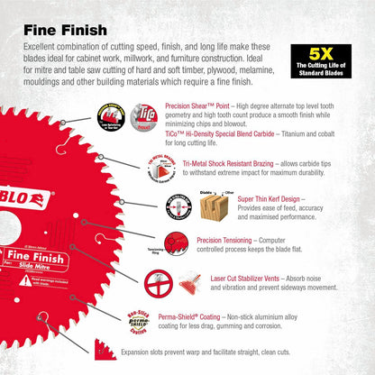 Diablo Fine Finish Circular Saw Blade - 216mm - 60T