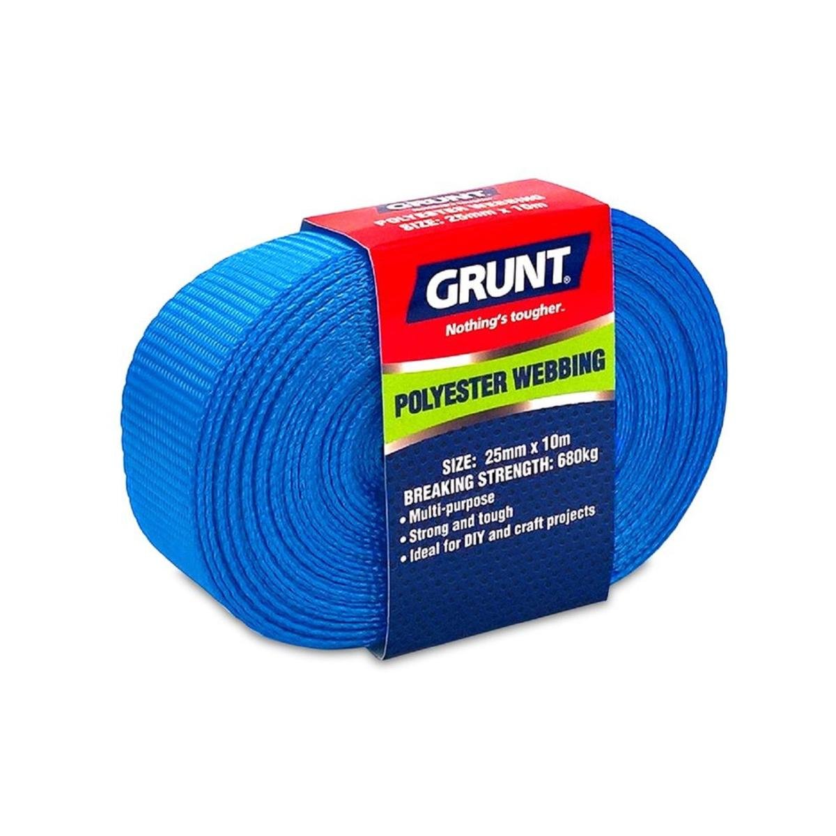 Grunt 25mm Poly Webbing 10m Blue Polyester 680kg Breaking Strength