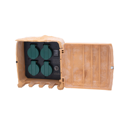 Click Power Garden Socket Stone - 4 x 10A Outlets with Cover