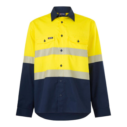 Citeco Hi Vis Taped Long Sleeve Shirt - M - Yellow/Navy