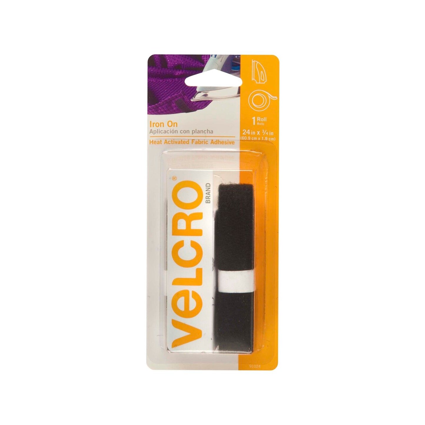 Velcro Brand Iron On Fastener - 609 x 19mm - Black