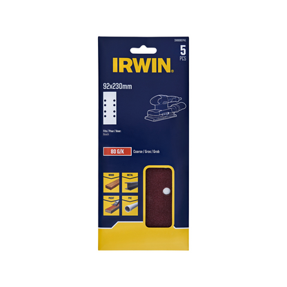 Irwin Sanding Sheets - 80 Grit - 92 x 230mm - 5 Pack