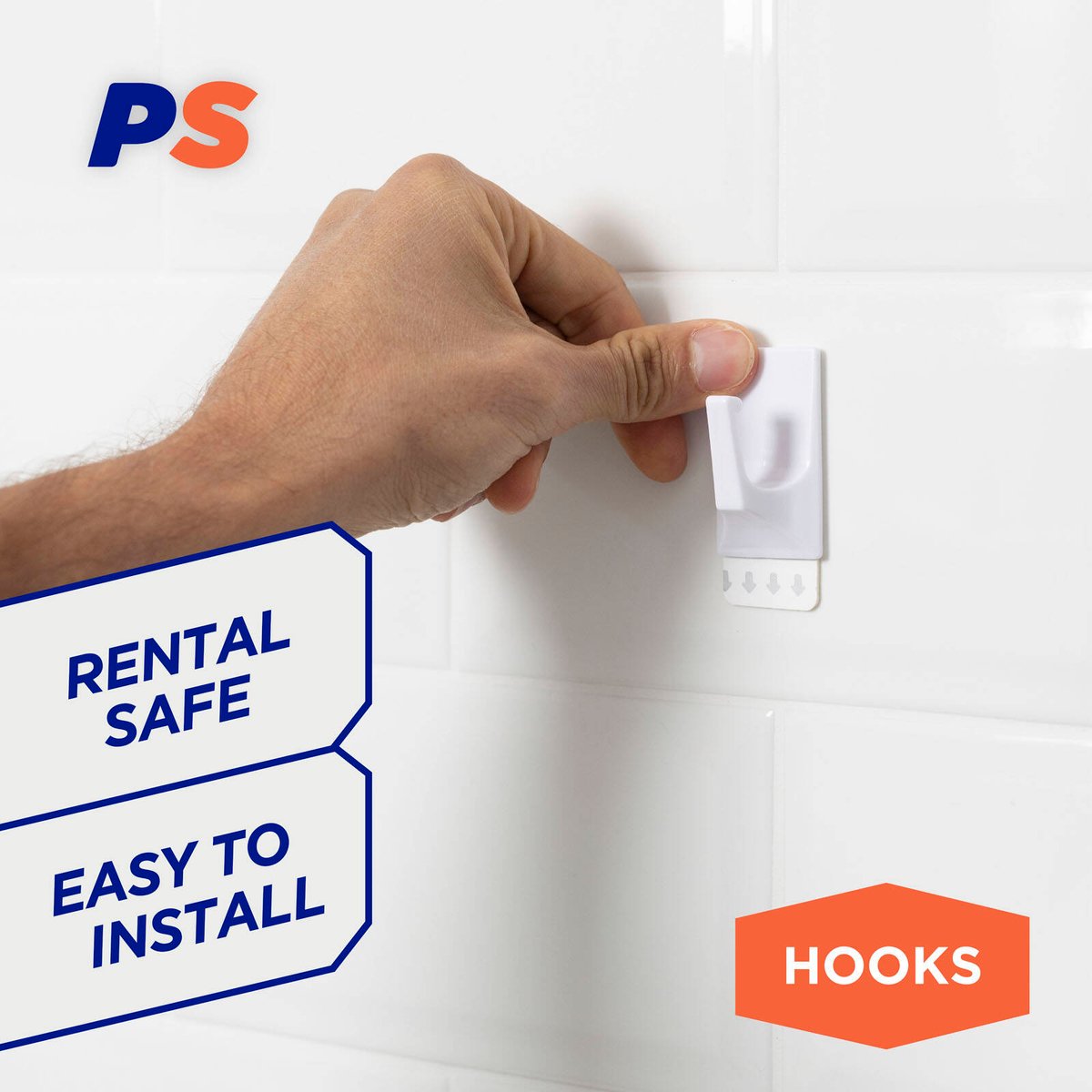 Permastik Medium Utility Hooks 6 Pack - 1kg Capacity - White - 110mm x 225mm