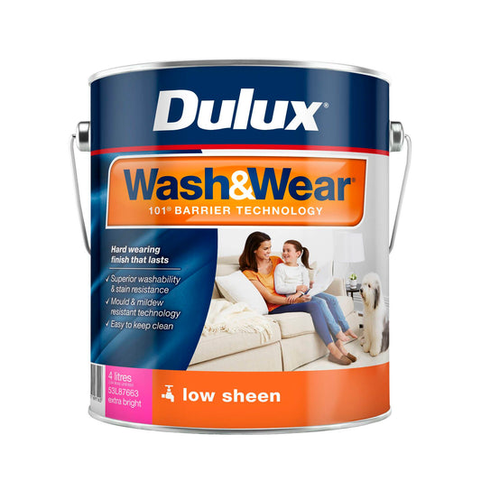 Dulux Extra Bright Low Sheen Wash Wear Interior Paint - 4L