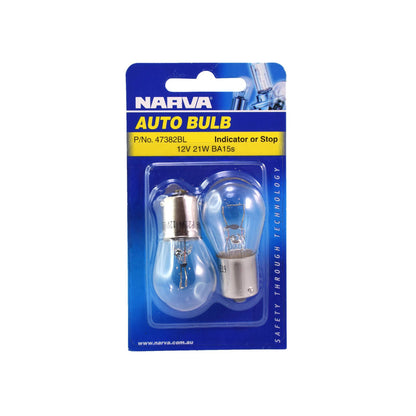 Narva Incandescent Globe - 12V 21W - BA15s - 2 Pack