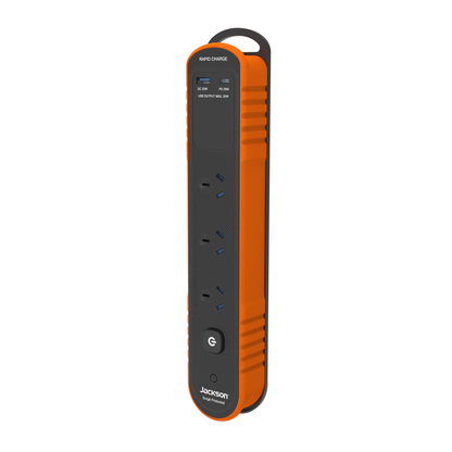 Jackson Rugged Home Powerboard - 3 Outlet - 2m - Black