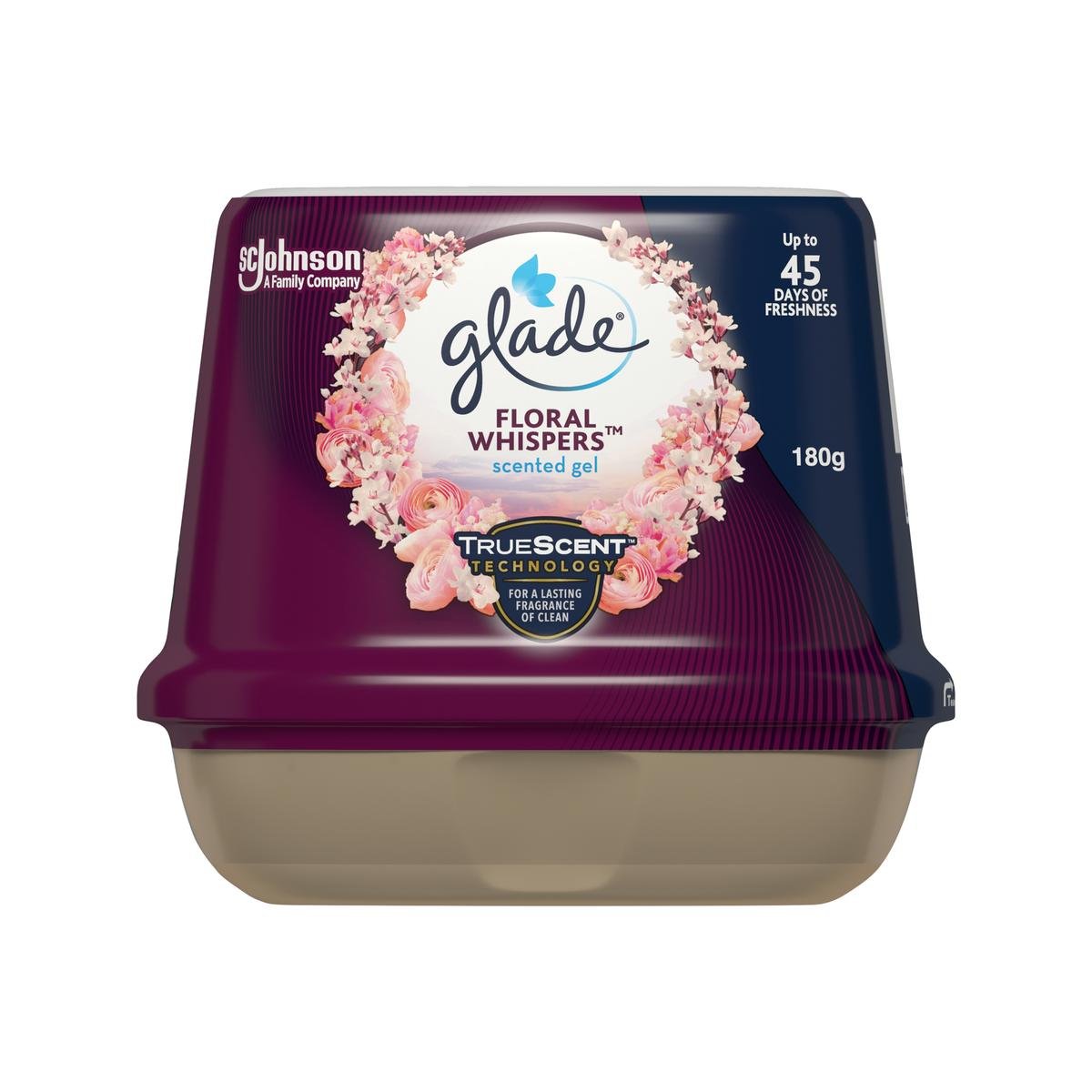 Glade 180g Gel Air Freshener - Floral Whispers - Odour Control - 45 Days