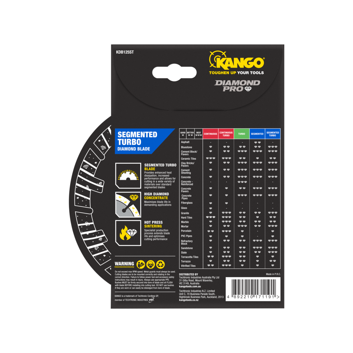 Kango Diamond Saw Blade - 125mm - Turbo - Dry Cutting