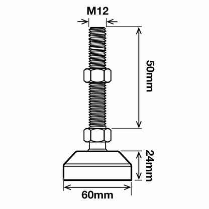 Richmond Ball Jointed Levelling Foot - 60mm x M12