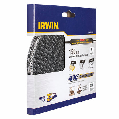 Irwin Orbital Sanding Disc - 150mm - Silicon Carbide - 80 Grit - 5 Pack