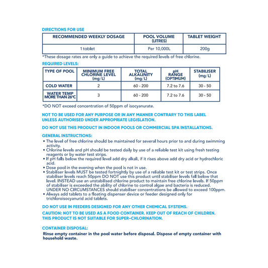 Hy Clor Long Lasting Pool Chlorine Tablets 2kg Trichlorocyanuric Acid