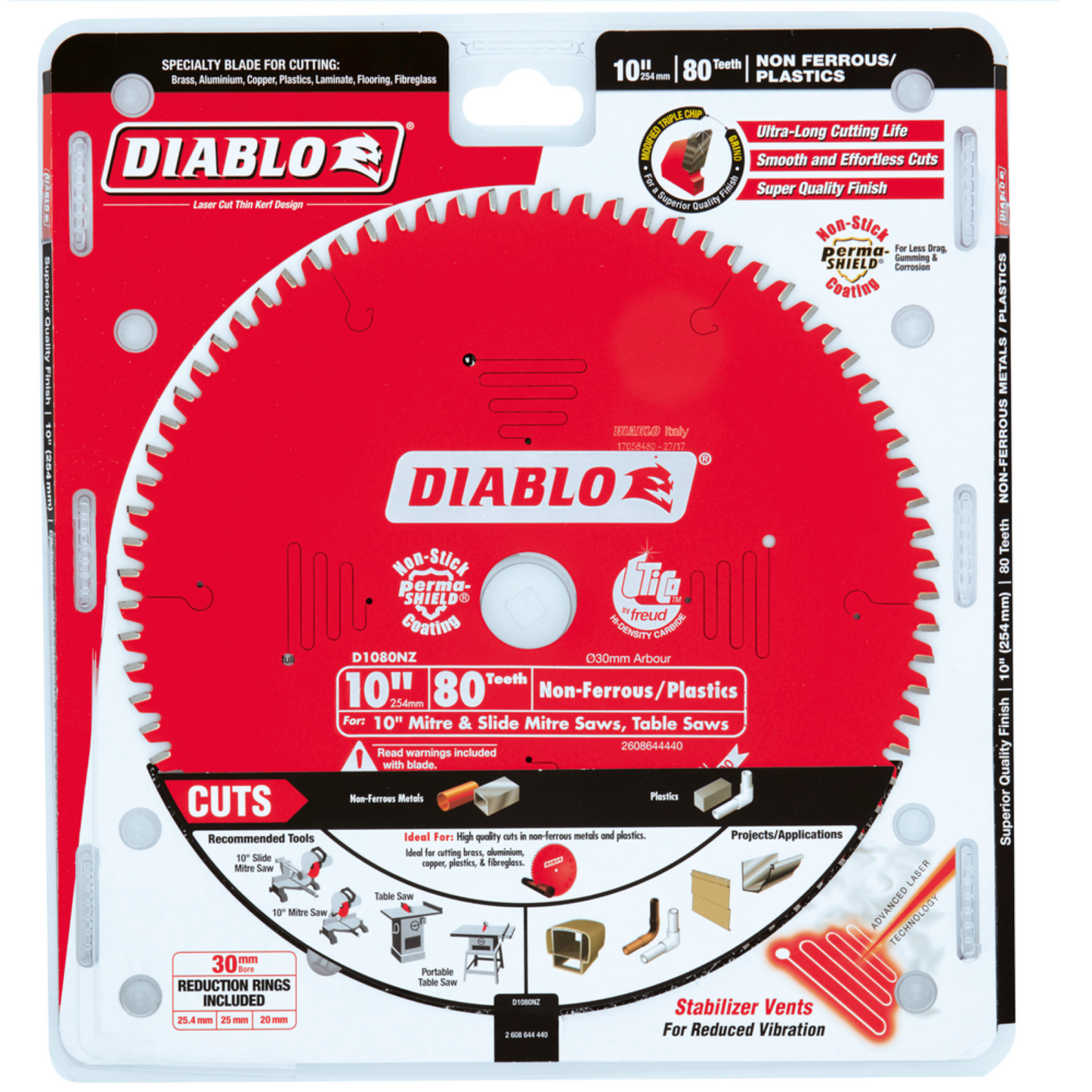Diablo Circular Saw Blade - Non Ferrous Plastics - 254mm - 80T