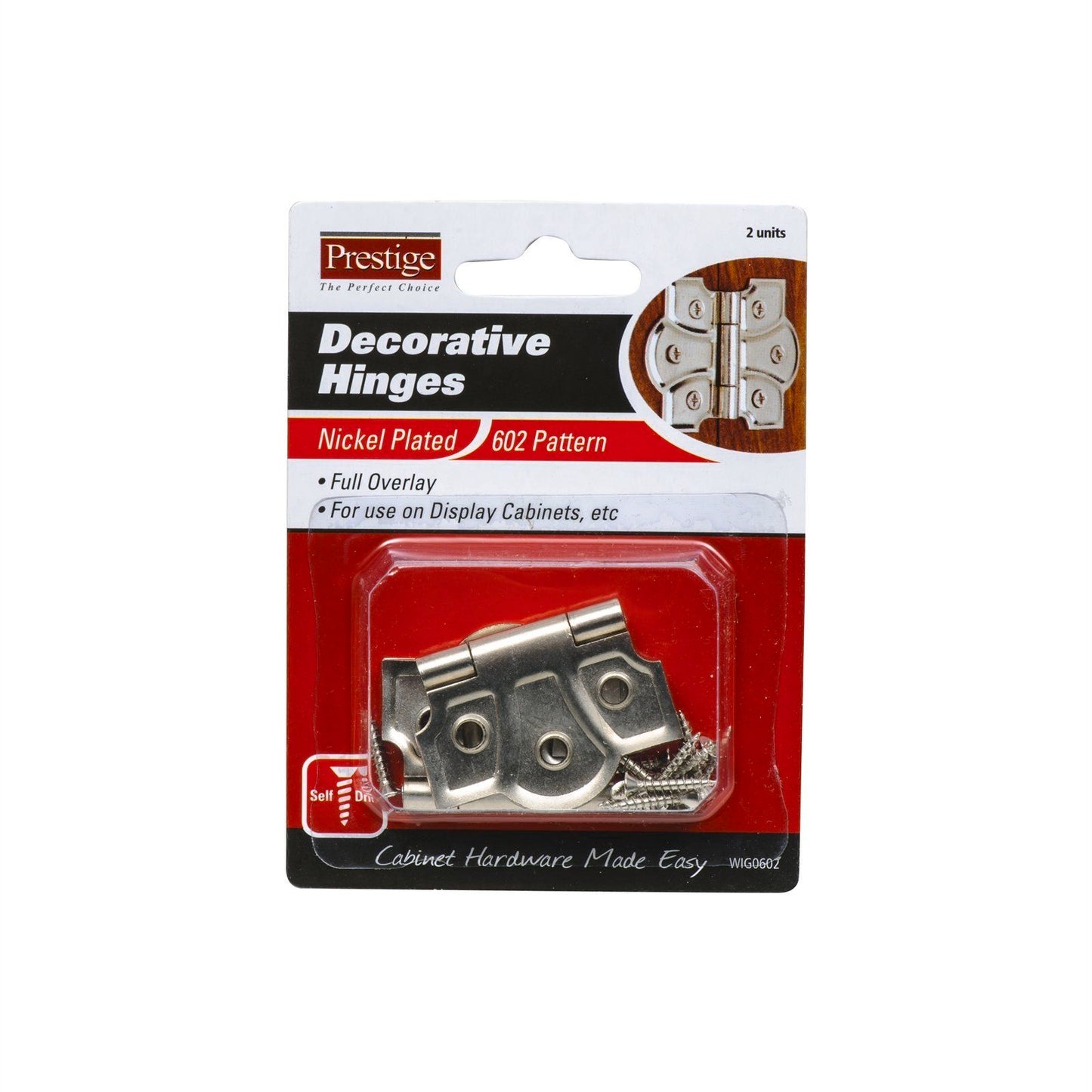 Prestige Decorative Butt Hinges - 45mm - Nickel - 2 Pack