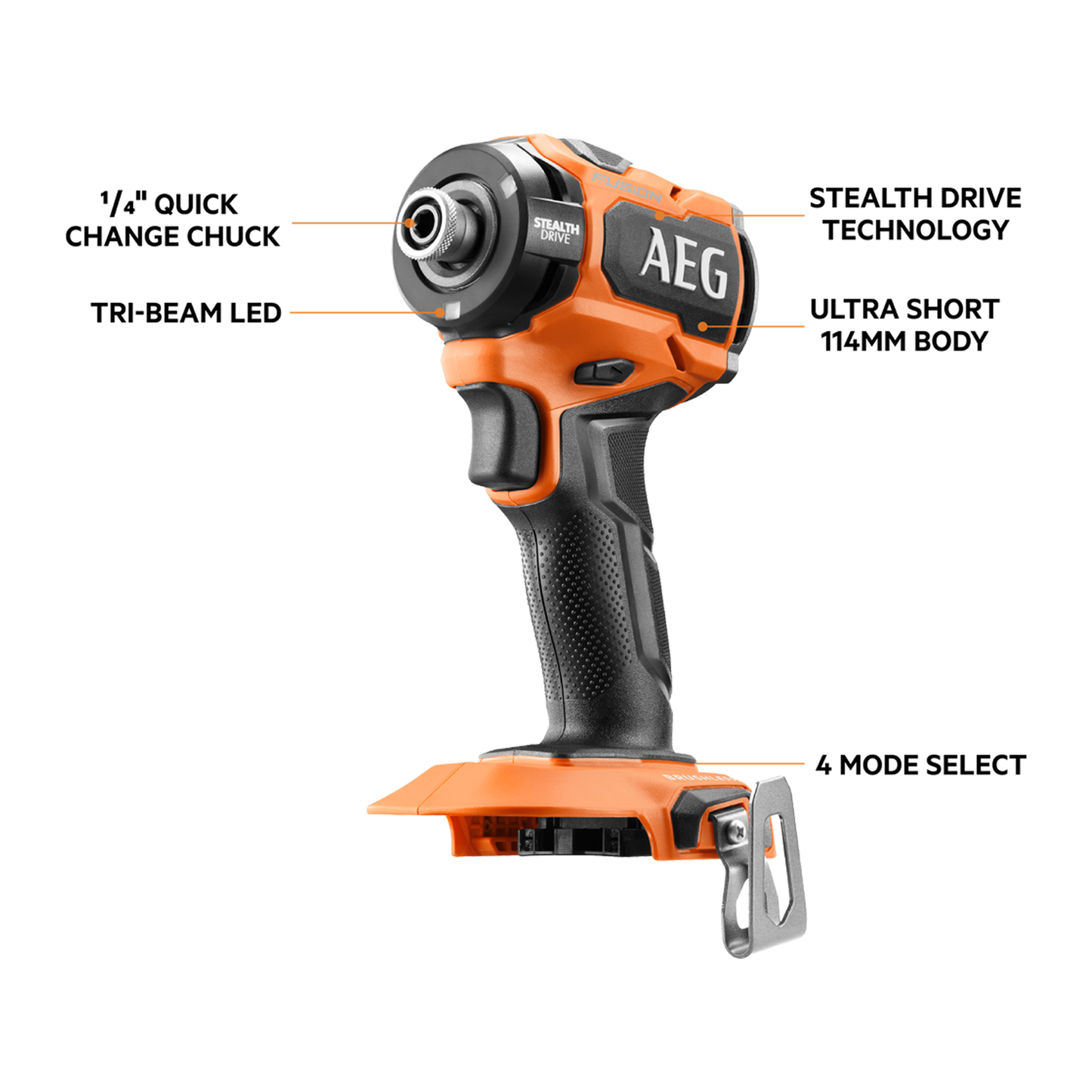 AEG Fusion Stealth Impact Driver Kit - 18V - 4Ah