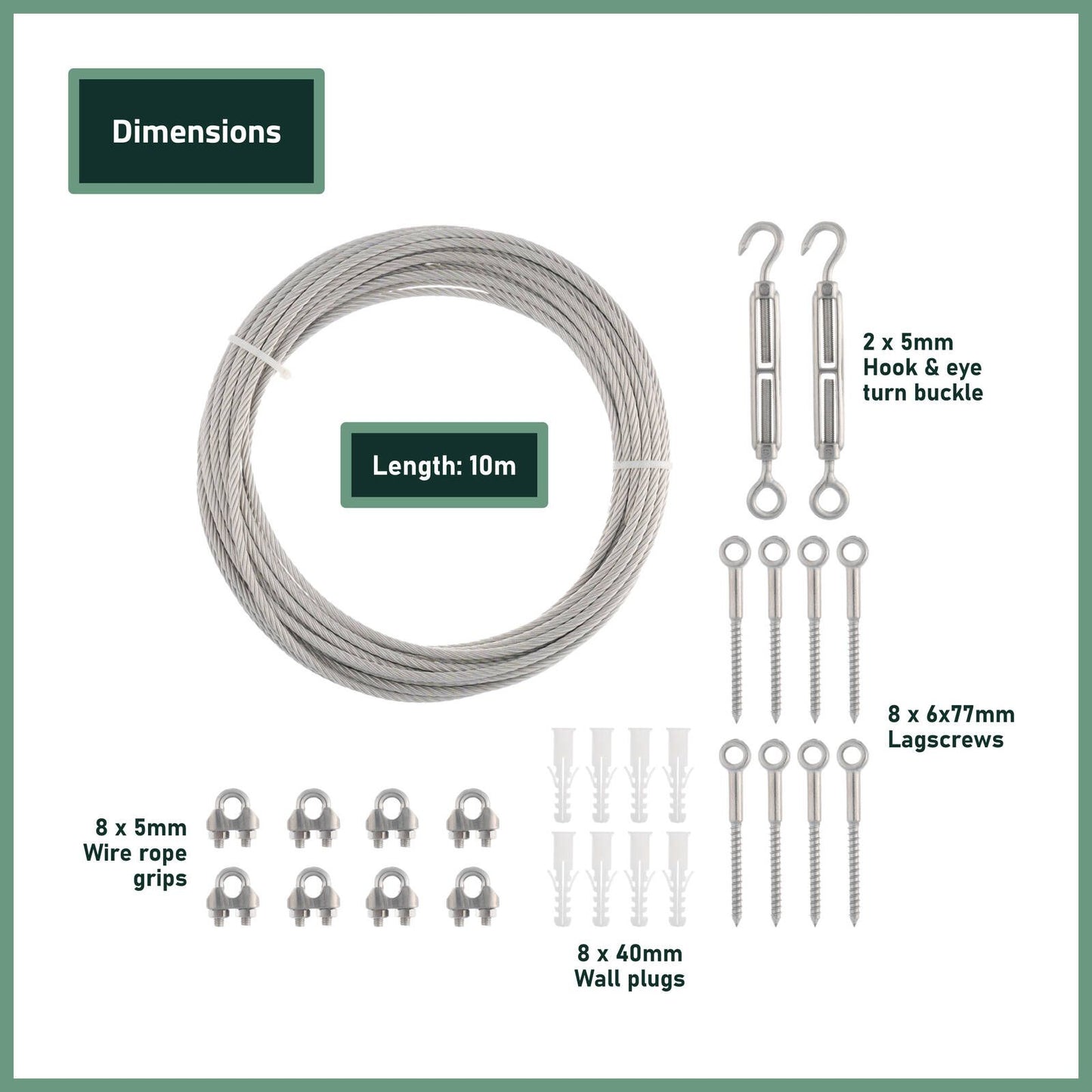 Garden Zen Tensioned Wire Wall Plant Trainer Kit - 10m