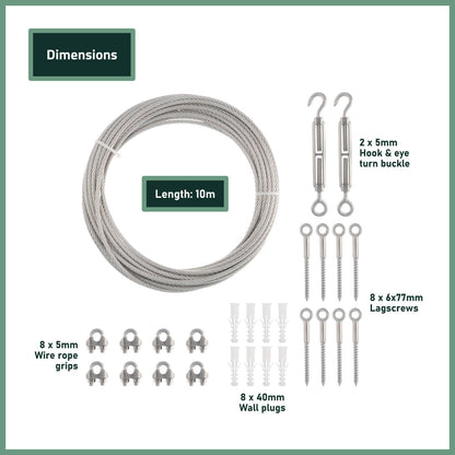 Garden Zen Tensioned Wire Wall Plant Trainer Kit - 10m