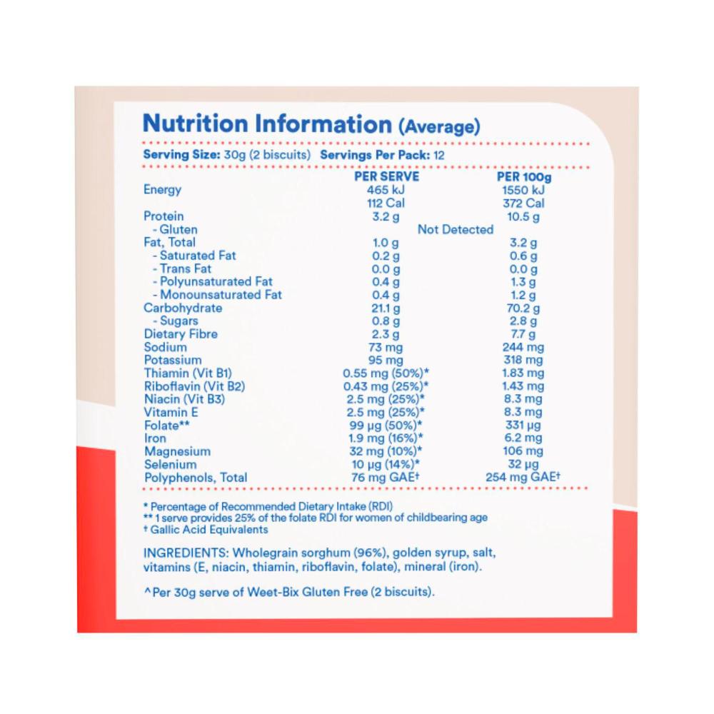 Sanitarium Weet-bix Gluten Free Breakfast Cereal - 375g