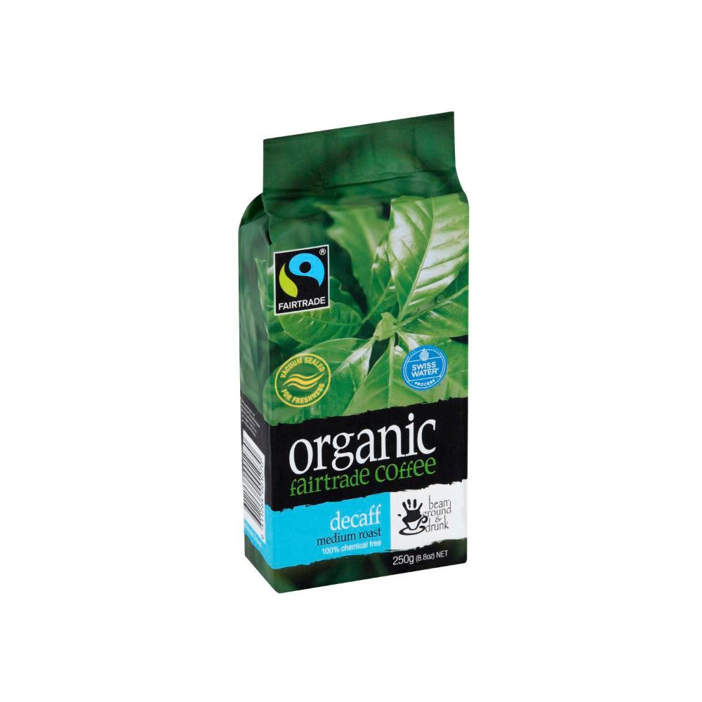 Bean Ground & Drunk Organic Decaffeinated Medium Roast Fairtrade Coffee - 250g
