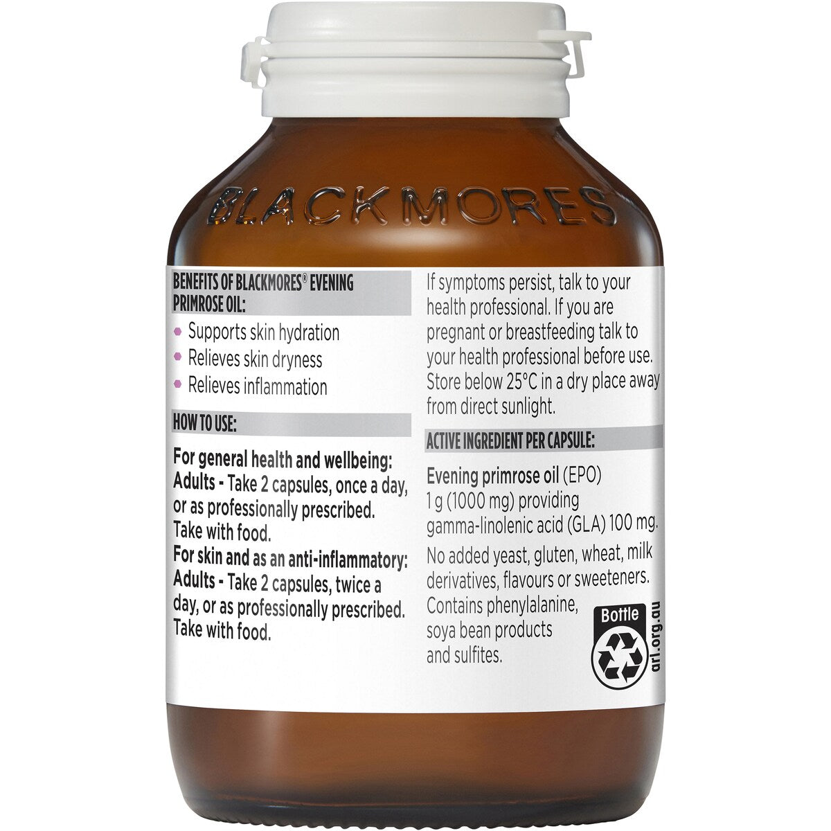 Blackmores Evening Primrose Oil Skin Health Vitamin Capsules 125 pack