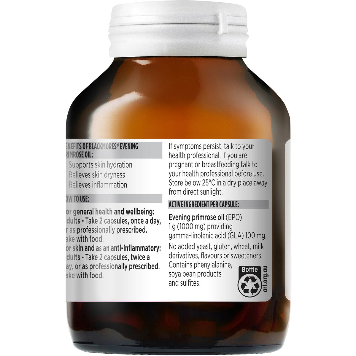 Blackmores Evening Primrose Oil Skin Health Vitamin Capsules 125 pack