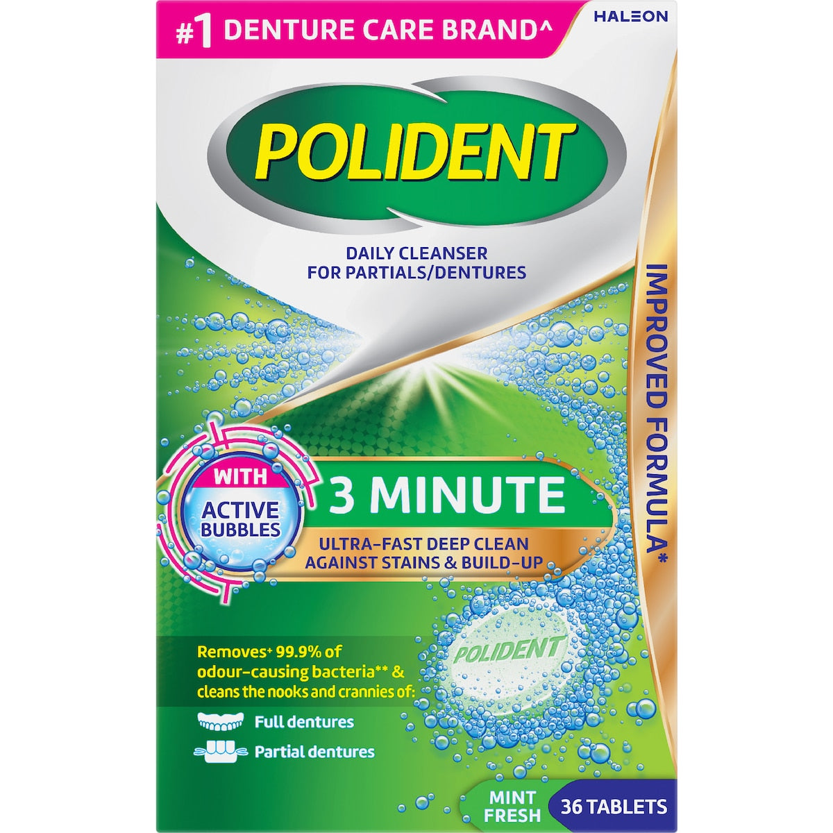 Polident 3 Minute Daily Cleanser For Dentures & Partials 36 Pack