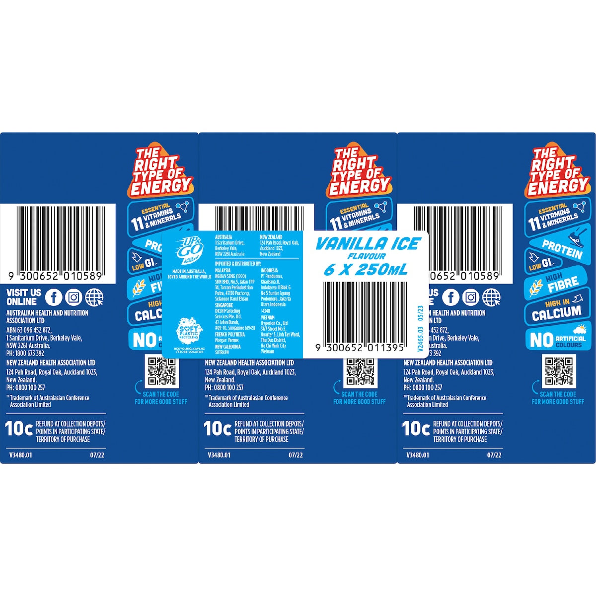 Up&go Liquid Breakfast Vanilla Ice 250ml X 6 Pack