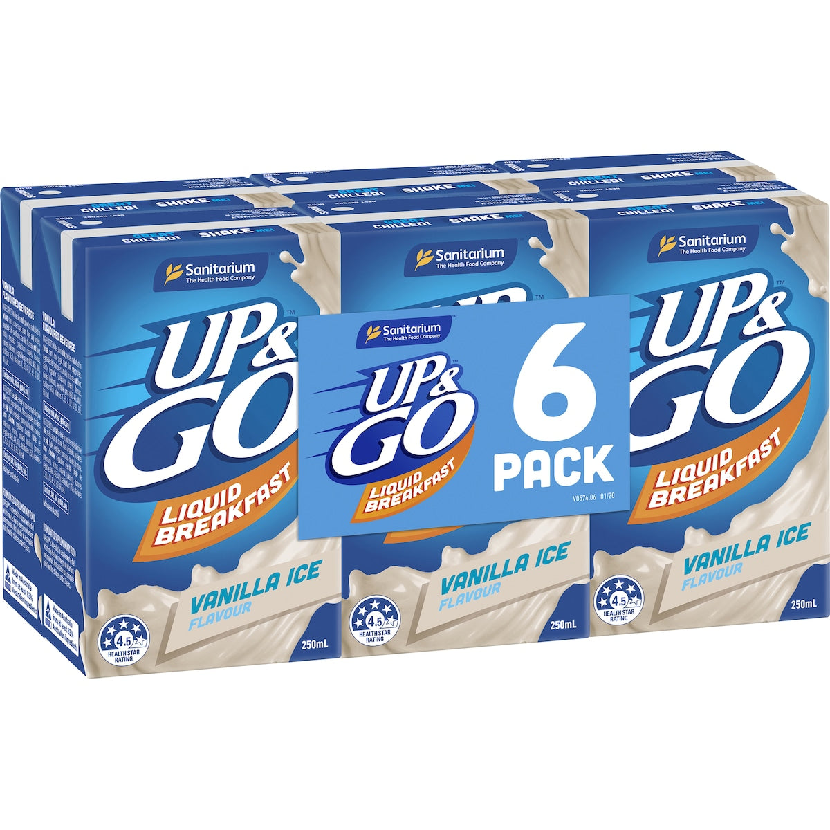 Up&go Liquid Breakfast Vanilla Ice 250ml X 6 Pack