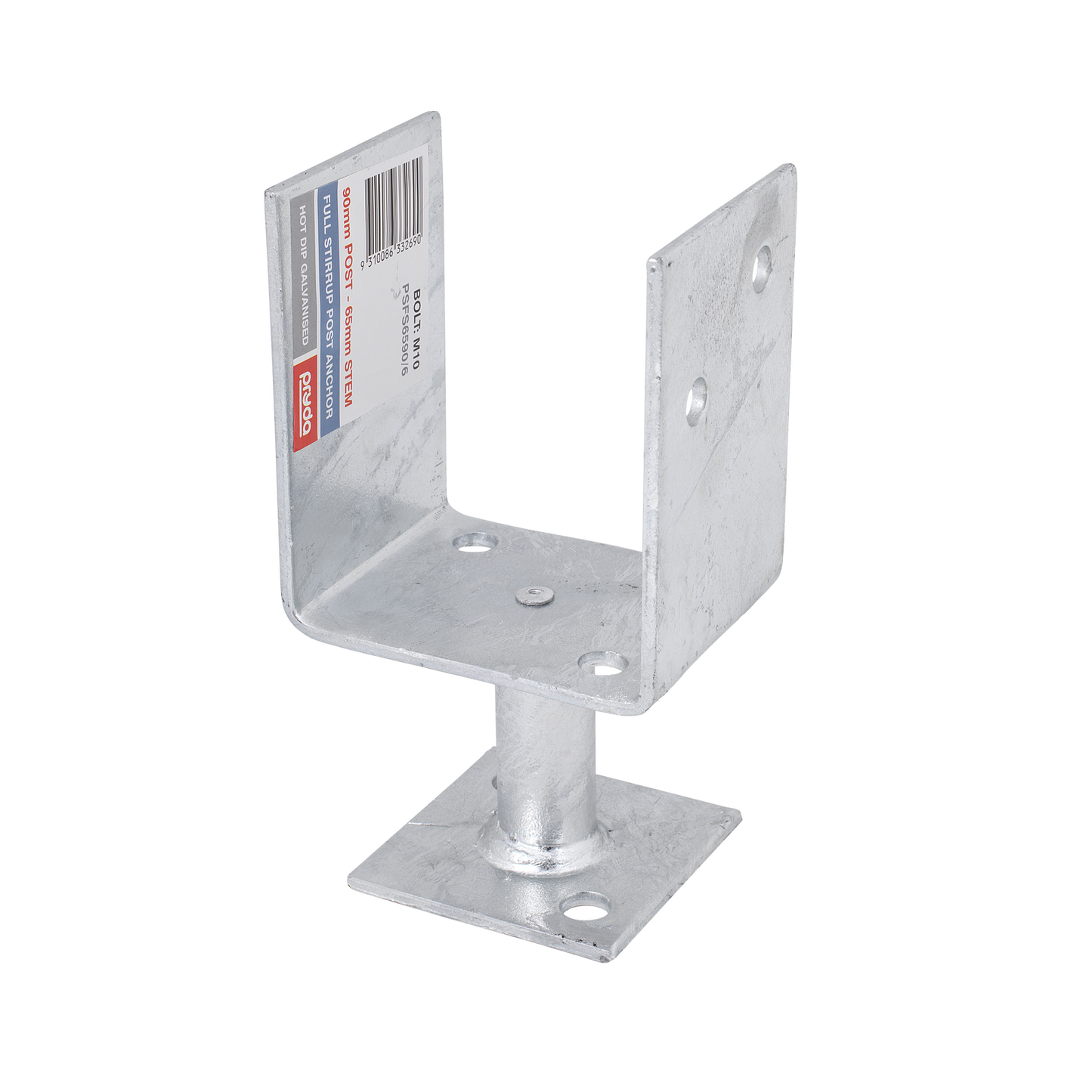 Pryda Full Stirrup Post Anchor - 65 x 90mm M10