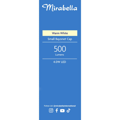 Mirabella Led Candle Filament Sbc 4.0w 500lm Warm White Each