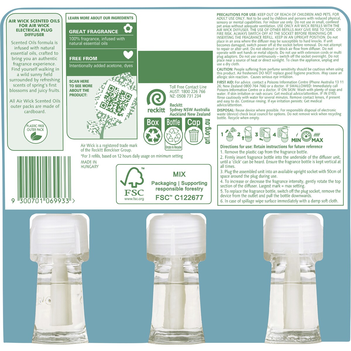 Air Wick Pure Spring Delight Plug-In Diffuser Refill 19mL x 3 pack