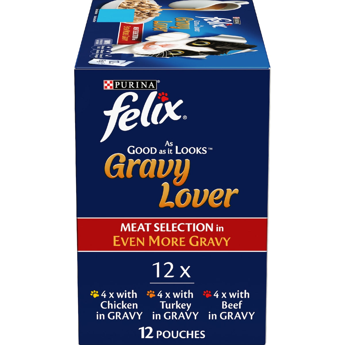 Felix Gravy Lover Meat Selection Wet Cat Food 85g X 12 Pack
