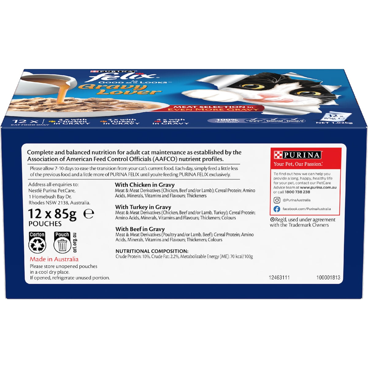 Felix Gravy Lover Meat Selection Wet Cat Food 85g X 12 Pack