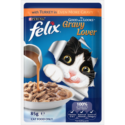 Felix Gravy Lover Meat Selection Wet Cat Food 85g X 12 Pack
