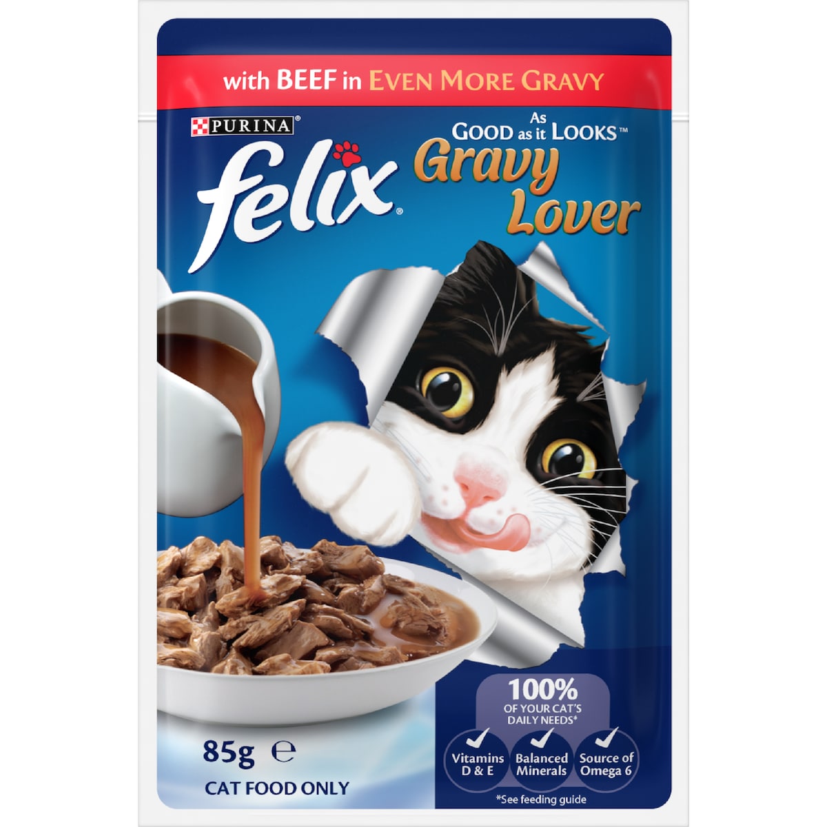 Felix Gravy Lover Meat Selection Wet Cat Food 85g X 12 Pack
