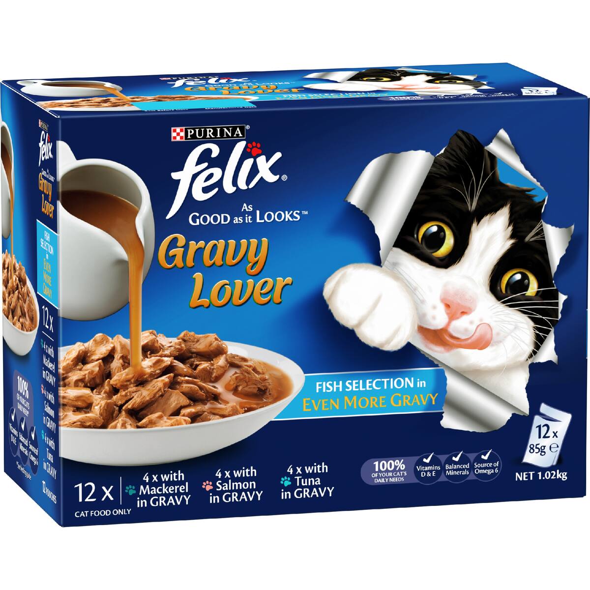 Felix Gravy Lover Fish Selection Wet Cat Food 85g X 12 Pack
