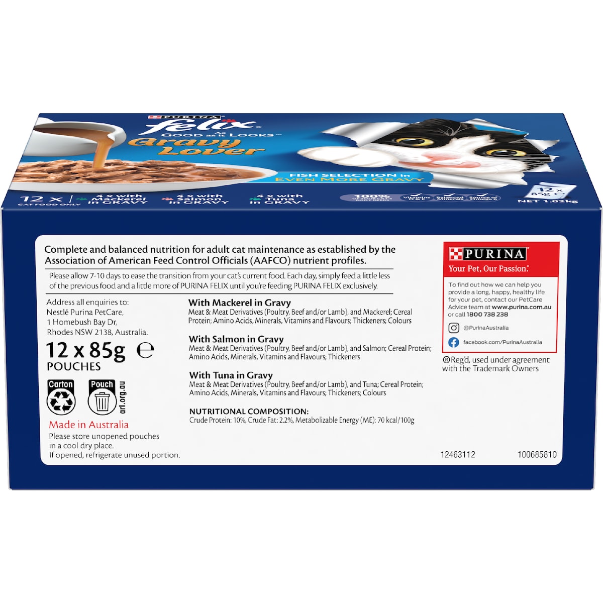 Felix Gravy Lover Fish Selection Wet Cat Food 85g X 12 Pack
