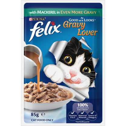 Felix Gravy Lover Fish Selection Wet Cat Food 85g X 12 Pack