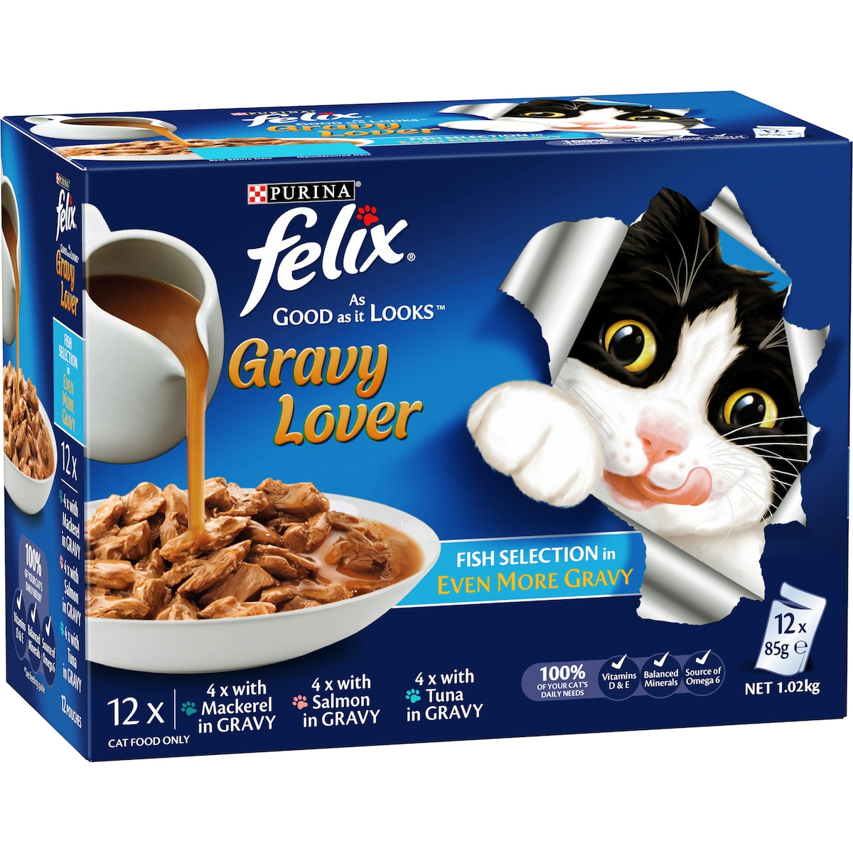 Felix Gravy Lover Fish Selection Cat Food 85g X 12 Pack