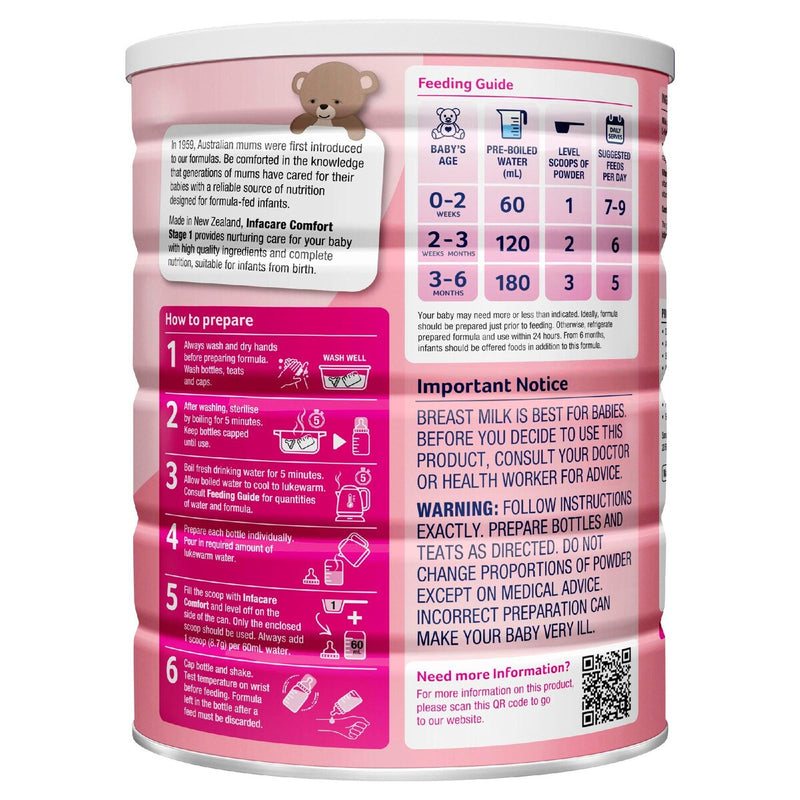 Infacare Comfort From Birth 0-6 Months Infant Formula Stage 1 850g