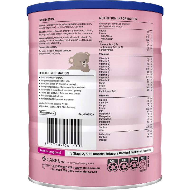 Infacare Comfort From Birth 0-6 Months Infant Formula Stage 1 850g
