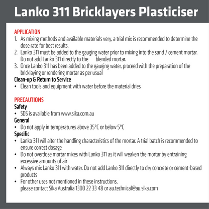 Davco Lanko 311 Bricklayers Plasticiser - 5L