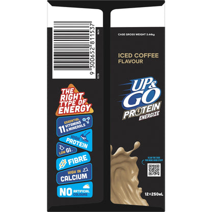 Up&go Protein Energize Iced Coffee Flavour Breakfast Drink 250ml X12 Pack