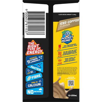 Up&go Protein Energize Iced Coffee Flavour Breakfast Drink 250ml X 12 Pack