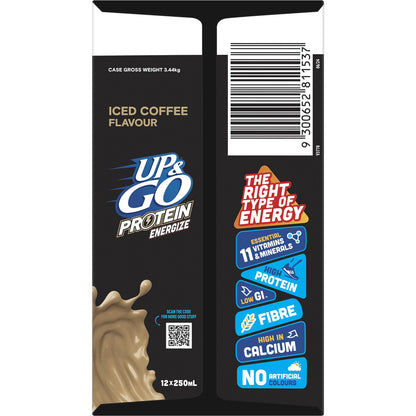 Up&go Protein Energize Iced Coffee Flavour Breakfast Drink 250ml X12 Pack