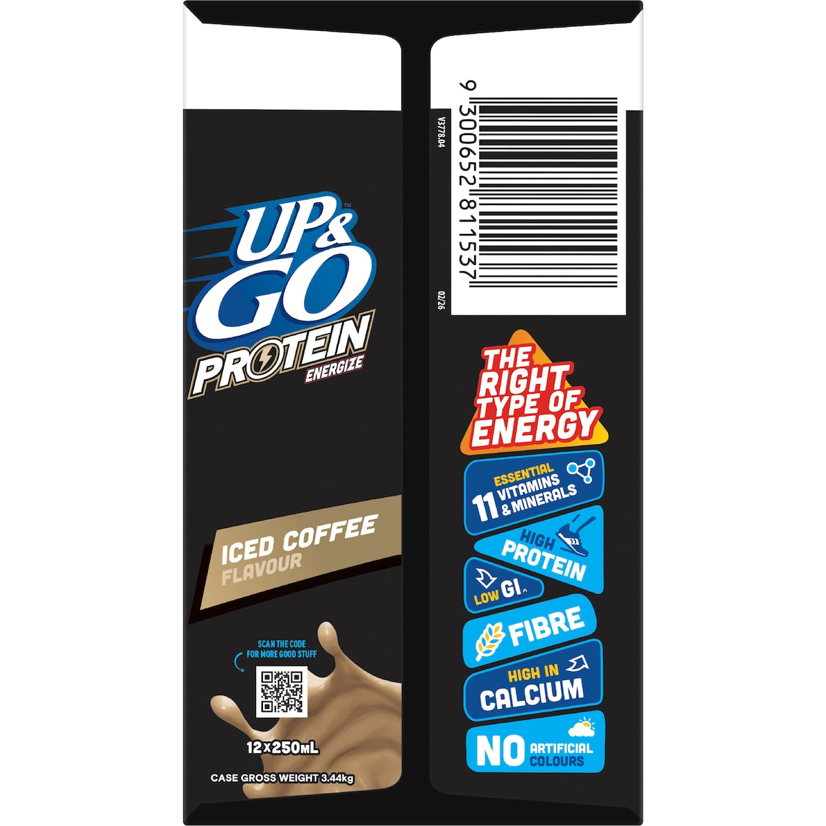 Up&go Protein Energize Iced Coffee Flavour Breakfast Drink 250ml X 12 Pack