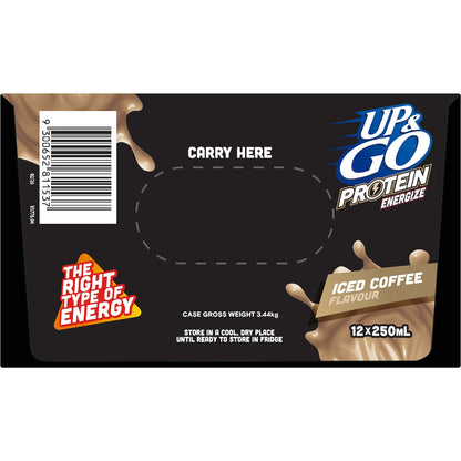 Up&go Protein Energize Iced Coffee Flavour Breakfast Drink 250ml X 12 Pack